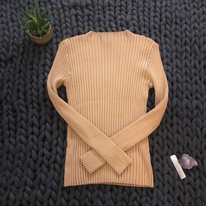 Ribbed High Neck Long Sleeve Shirt